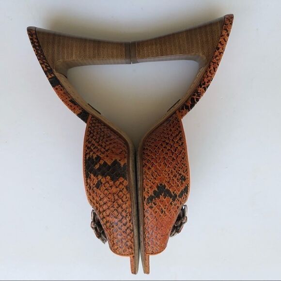 🎃J VINCENT ELIZA LEATHER ORANGE EMBELLISHED HEEL - Picture 5 of 7